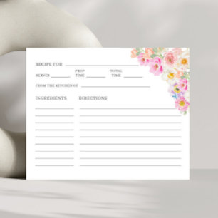 Floral Bridal Shower Recipe Card Keepsake
