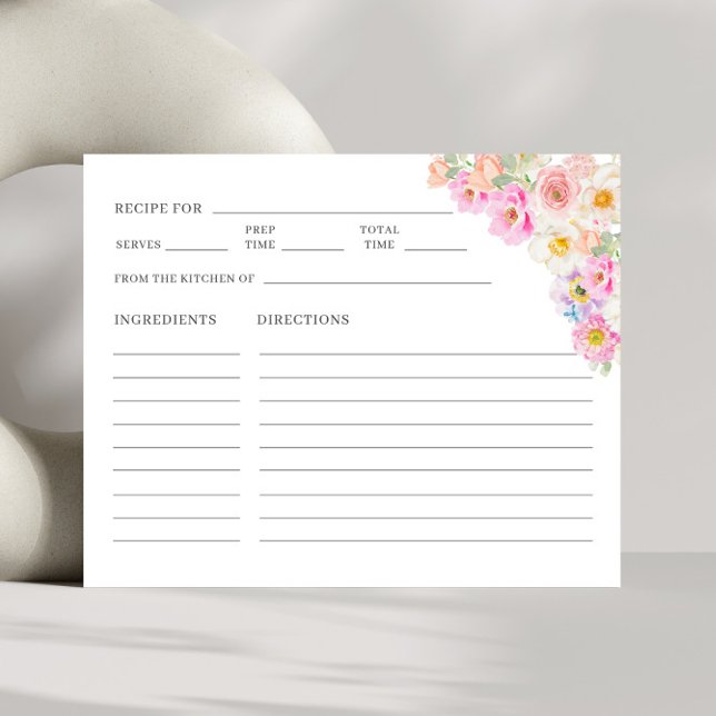 Floral Bridal Shower Recipe Card Keepsake (Creator Uploaded)