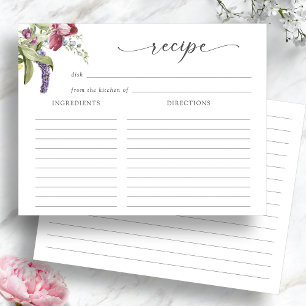 Floral Bridal Shower Recipe Cards