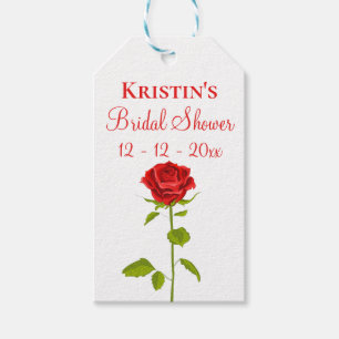 Floral Bridal Shower Red Rose Wedding Garden Roses Gift Tags