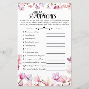 Floral Bridal Shower Scattergories Game