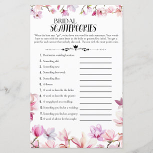 Floral Bridal Shower Scattergories Game