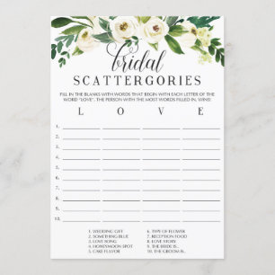 Floral Bridal Shower Scattergories Game Invitation