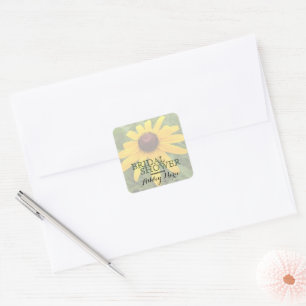 Floral Bridal Shower Single Rudbeckia Photograph Square Sticker