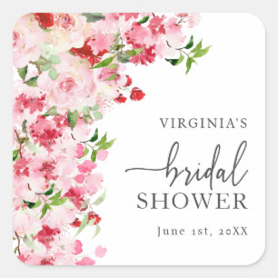 Floral Bridal Shower Square Sticker
