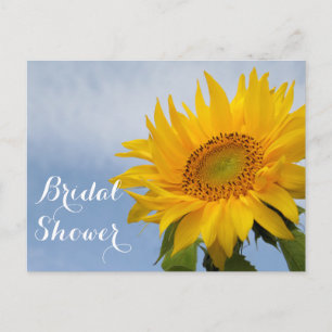 Floral Bridal Shower Sunflowers Blue Yellow Flower Invitation Postcard
