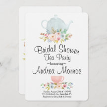 Floral Bridal Shower Tea Party Custom Invitation