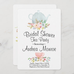 Floral Bridal Shower Tea Party Custom Invitation
