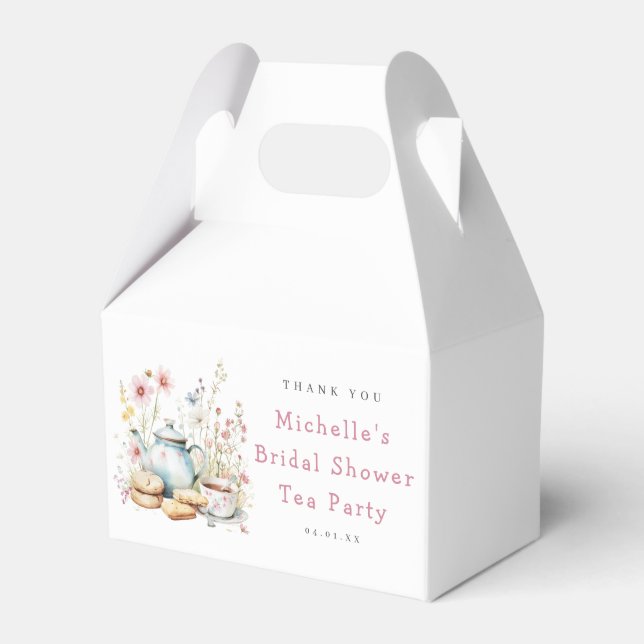 Floral Bridal Shower Tea Party Favour Box (Front Side)