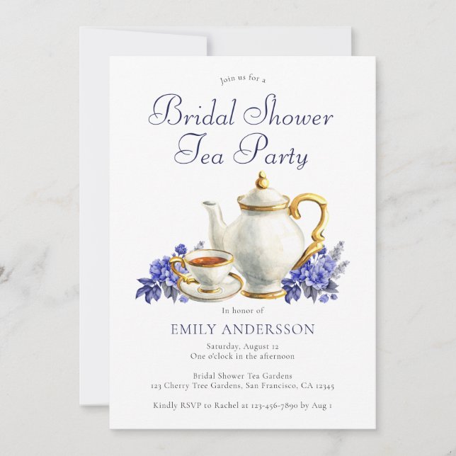 Floral Bridal Shower Tea Party  Invitation (Front)