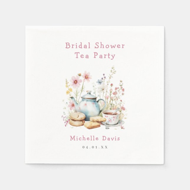 Floral Bridal Shower Tea Party Napkin (Front)