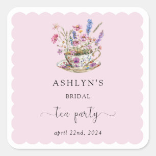 Floral Bridal Shower Tea Party Stickers