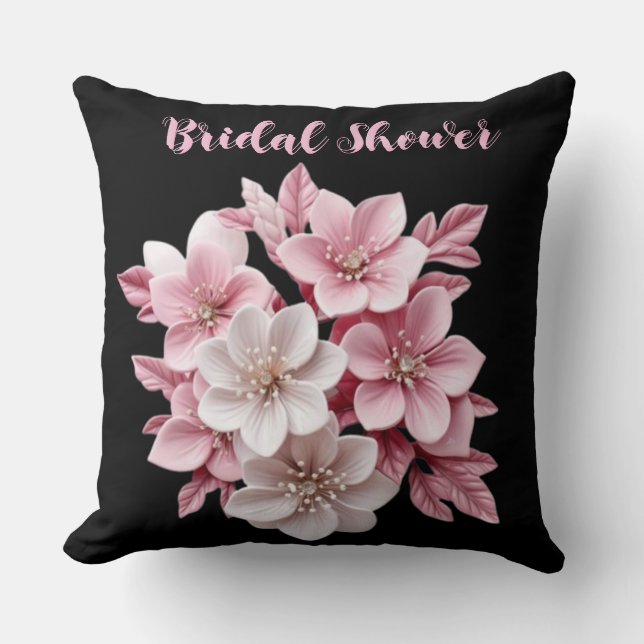 Floral Bridal Shower Throw Pillow – Elegant Weddin (Front)