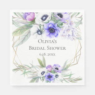 Floral Bridal Shower Violet Anemone Floral Napkin