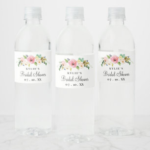 Floral Bridal Shower Water Bottle Label, Custom  Label