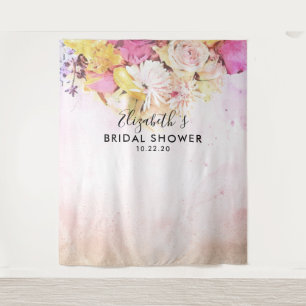 Floral Bridal Shower Wedding Photo Booth Backdrop Tapestry