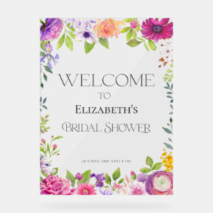 Floral Bridal Shower Welcome Acrylic Sign