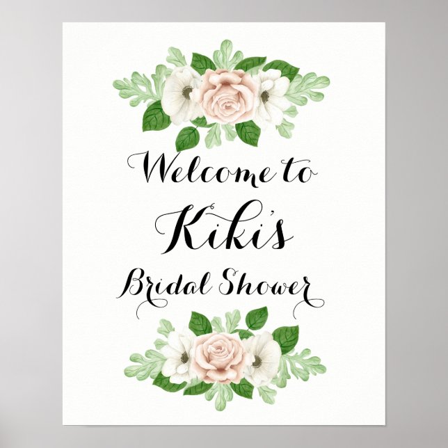 Floral bridal shower welcome sign (Front)