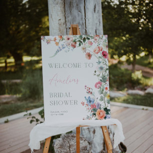 Floral Bridal Shower Welcome Sign Wildflower