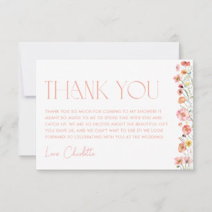 Floral Bridal Shower Wildflower Poppies Thank You Card