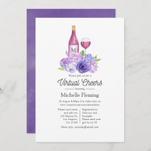 Floral Bridal Shower Wine Toasting Virtual Shower Invitation
