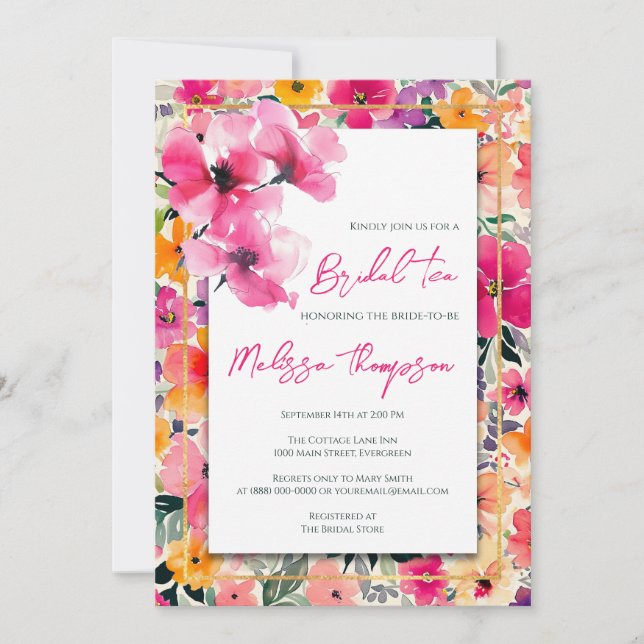 Floral Bridal Tea, Bridal Shower Invitation (Front)