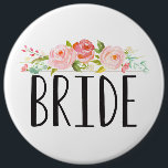 Floral | Bride Button<br><div class="desc">Pretty floral pin that says "Bride".</div>