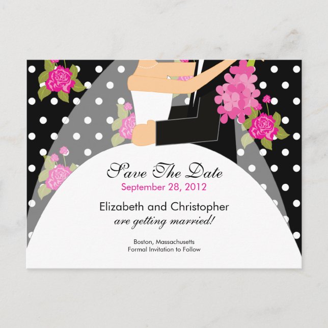 Floral Bride & Groom Save The Date Invitation (Front)