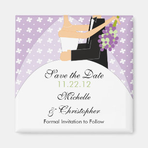 Floral Bride & Groom Save The Date Magnet