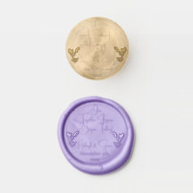 Floral Bride & Groom Solid Brass Wax Stamper