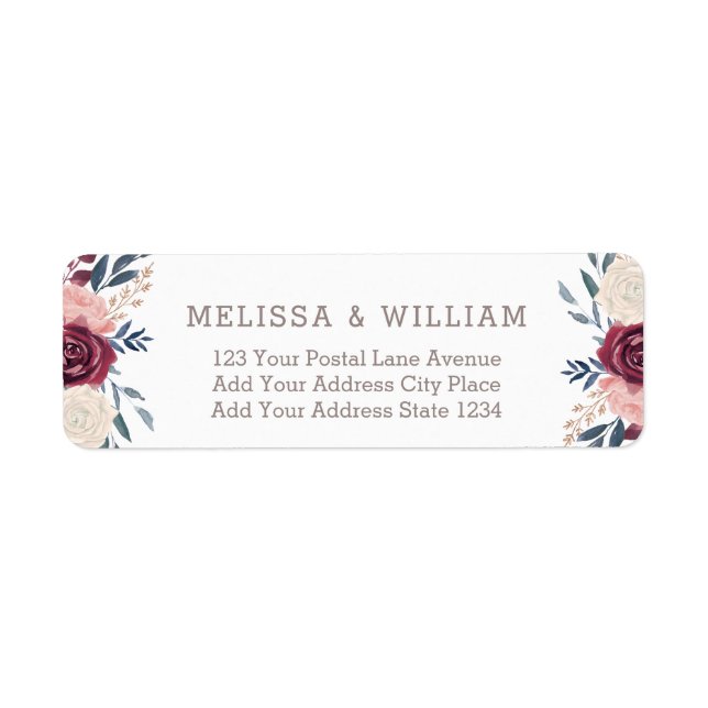 Floral Bride Groom Wedding Ivory Return Address (Front)