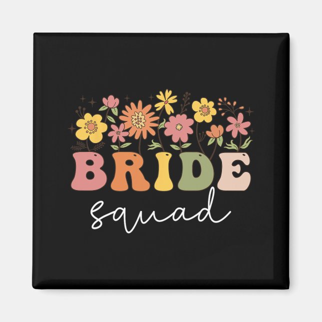 Floral Bride Squad Wildflower Wedding Bachelorette Magnet (Front)