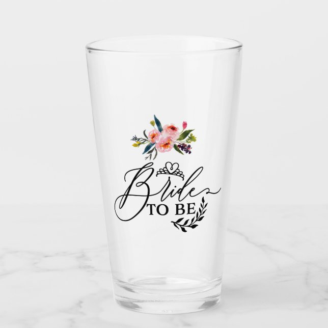Floral Bride To Be Glass (Front)