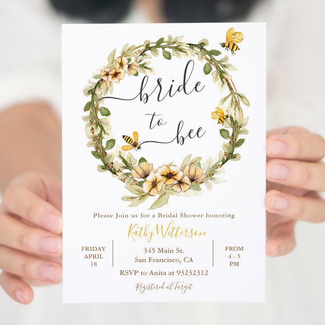 Floral Bride to Bee Bridal Shower Invitation (Creator Uploaded)