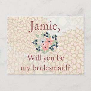 Floral Bridesmaid Invitation Postcard