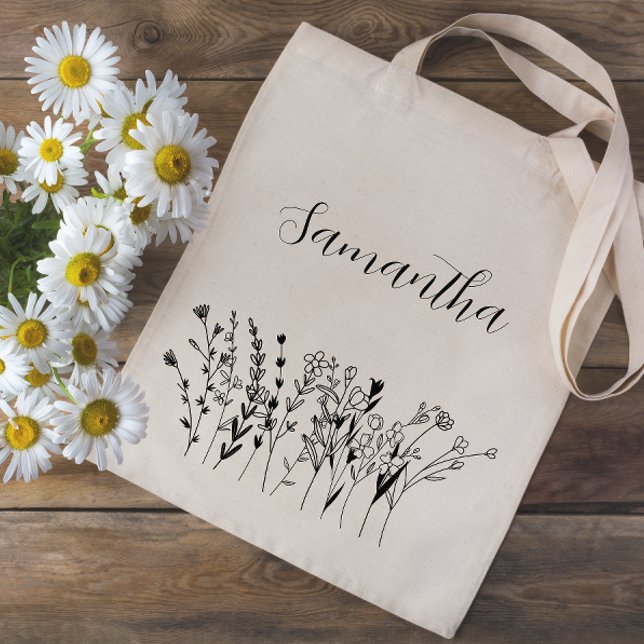 Floral Bridesmaid Name Bachelorette Tote Bag (Personalized Bridesmaid Tote Bag)