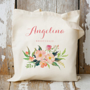 Floral Bridesmaid Personalised Tote Bag