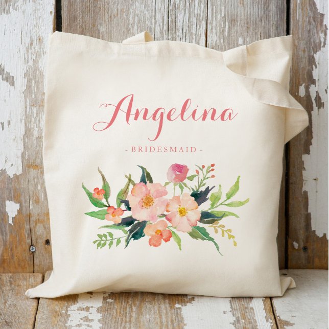 Floral Bridesmaid Personalised Tote Bag (Creator Uploaded)