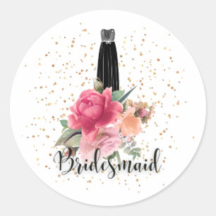 Floral Bridesmaid Stickers With Dress