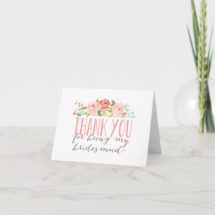 Floral Bridesmaid Thank You Folded Card