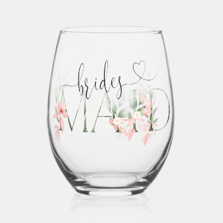 Floral Bridesmaid Wine Glass Bridesmaid Gifts 