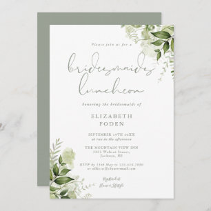 Floral Bridesmaids Luncheon Sage Green Invitation