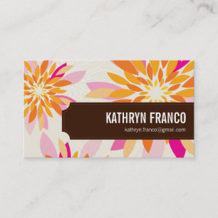 FLORAL bright modern dahlia yellow orange pink Business Card