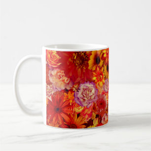 Floral Bright Rojo Bouquet Rich Red Hot Daisies Coffee Mug