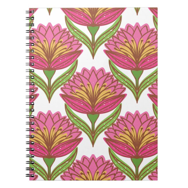 Floral Brightness: Red White Vintage. Notebook (Front)