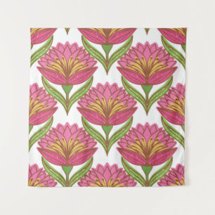 Floral Brightness: Red White Vintage. Tapestry