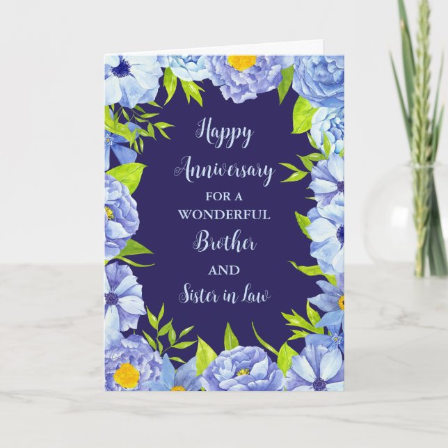 Floral Brother and Sister in Law Anniversary Card (Front)