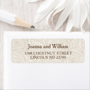 Floral brown elegant wedding return address labels