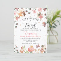 Floral Brown Fairies Flutter Twirl 1st Birthday