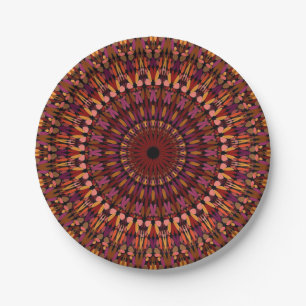 Floral Brown Mandala Design-48566 Paper Plate